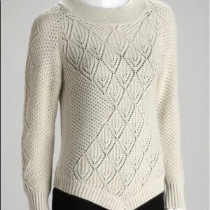 Anna Catherine Winter White Pointelle Wool Sweater